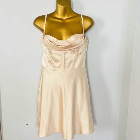Princess Polly Satin Mini Dress Champagne Corset holiday sexy - Picture 2 of 2